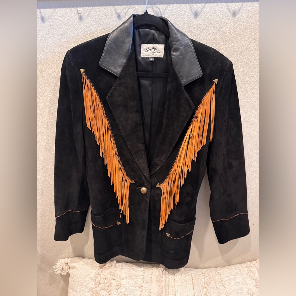 Scully Women's Black Jacket with Tan Fringe
